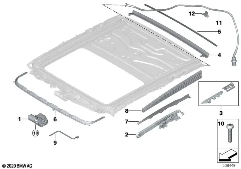 Gutter gasket for BMW F10, F18, F90, G30, G38, F01, F02, F04, G11, G12, F16, F86 (OEM 54107209197). Original BMW.