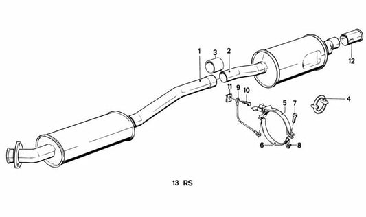 Abrazadera de escape trasera OEM 18211176750 para BMW Serie 5 E28 (518, 518i) y más. Original BMW.