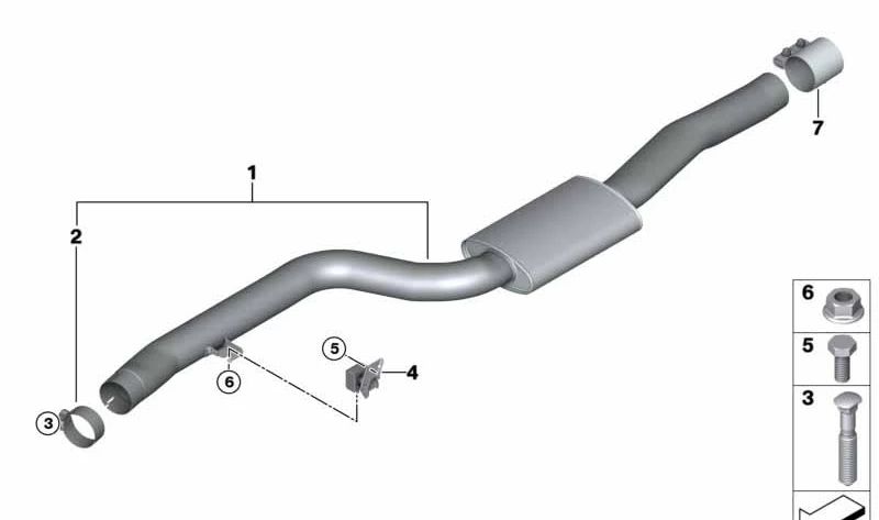 Silenciador delantero OEM 18308635588 para BMW G32, G32N, G11, G11N. Repuesto original BMW.