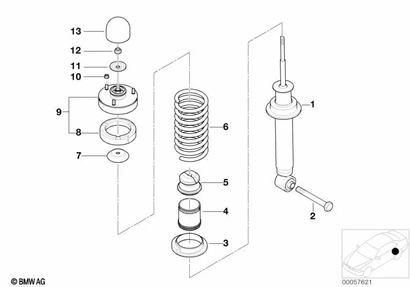 Schutzkappe para BMW Serie 3 E21, E30, E36 Serie 5 E12, E28 Serie 6 E24 Serie 7 E23 X3 E83, E83N Z8 E52 (OEM 33521119067). Original BMW