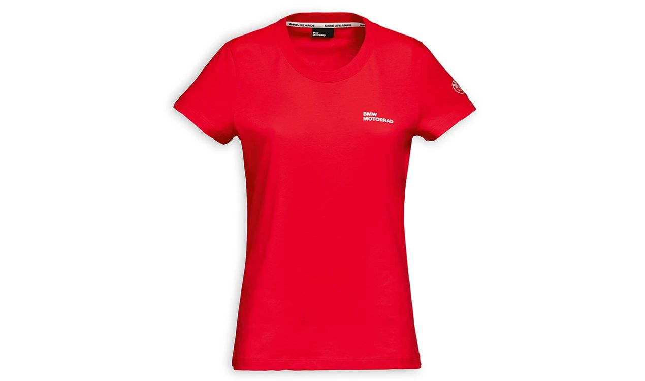 Camiseta roja "Make Life a Ride" para mujer OEM 76615A81290 para BMW Motorrad. Talla XS. Original BMW Motorrad.