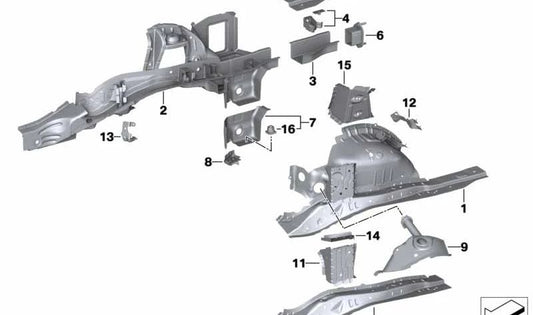 Upper side member extension left for BMW Z4 G29 (OEM 41007470203). Original BMW
