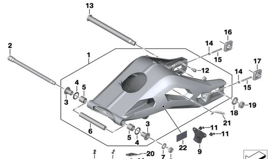 Casquillo distanciador OEM 33177718532 para BMW Motorrad M 1000 R (0E81, 0P51, 0P53), M 1000 XR (0E91), HP4 (SK42), S 1000 RR (SK46), S 1000 R (SK47). Original BMW Motorrad.