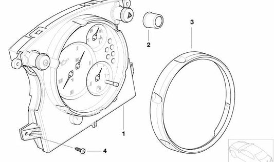 Cuadro de instrumentos Chrono Paket OEM 62109126996 para MINI R50, R52, R53 (2000–2008). Original MINI.