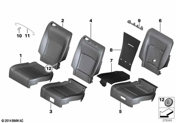 Funda Básica de Asiento de Cuero Izquierda para BMW F07 (OEM 52207231271). Original BMW