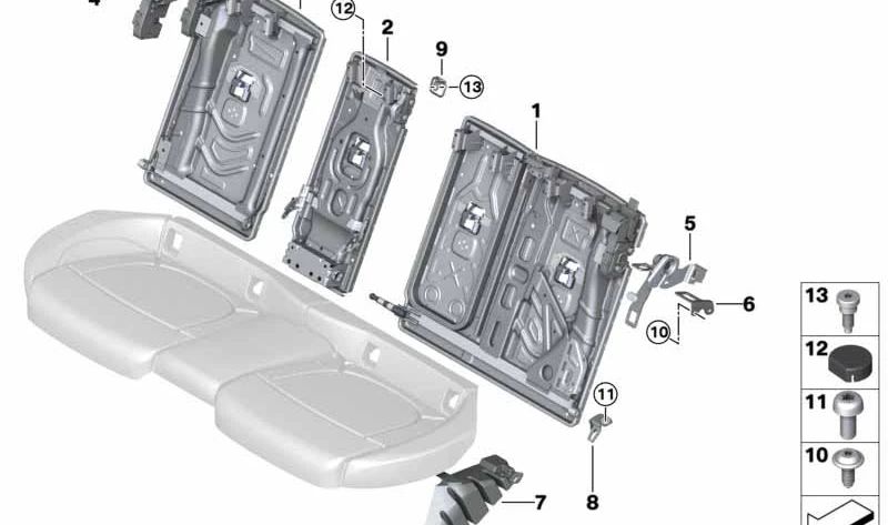 Soporte izquierdo del respaldo OEM 52207364261 para MINI F54 (Clubman). Original MINI.