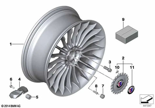 Roda de liga leve prateada para BMW F06N (OEM 36107987079). BMW originais.