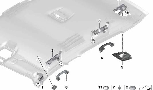 Soporte metálico techo derecho OEM 51437429980 para BMW F39 (X2 M35i, sDrive28i, xDrive28i). Original BMW.