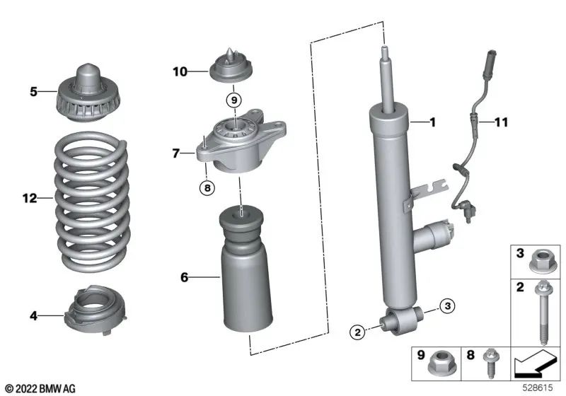 Zusätzliche hintere Stoßweizen für die BMW Serie 1 F20, F21 Serie 2 F22, G42 Serie 3 F31, G20N Serie 4 F32, G22 Z4 G29 (OEM 33536858240). Original BMW