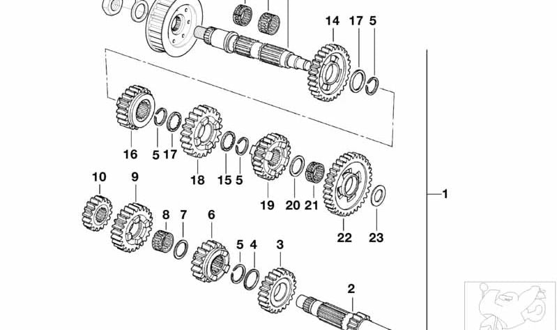 Piñón 2ª marcha OEM 23002343182 para BMW Motorrad F 650, F 650 ST, F 650 CS, F 650 GS, F 650 GS Dakar, G 650 X. Original BMW Motorrad.