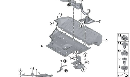 Cubierta lateral izquierda del bajo OEM 51759465837 para BMW Serie 2 U06, X1 U11, X2 U10 y MINI U25. Pieza original BMW y MINI.