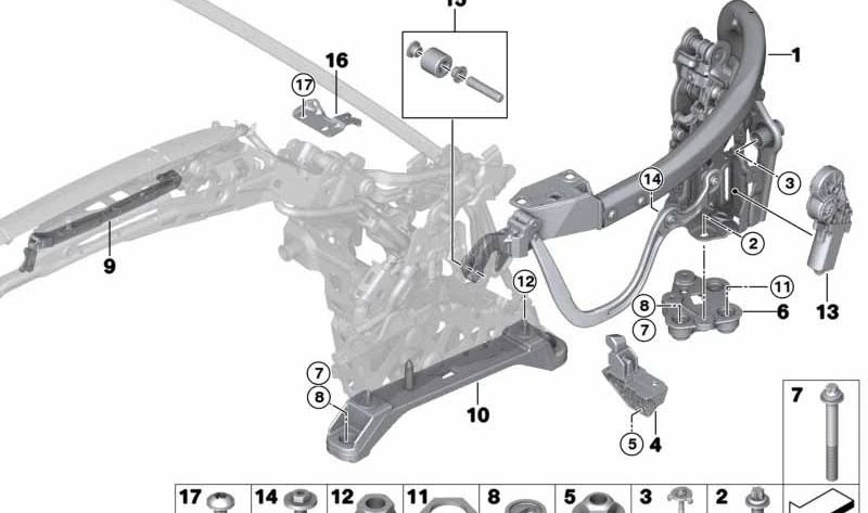 Hauptunterstützung linker Heckmodul OEM 54377375257 für BMW F33, F83. Original BMW.