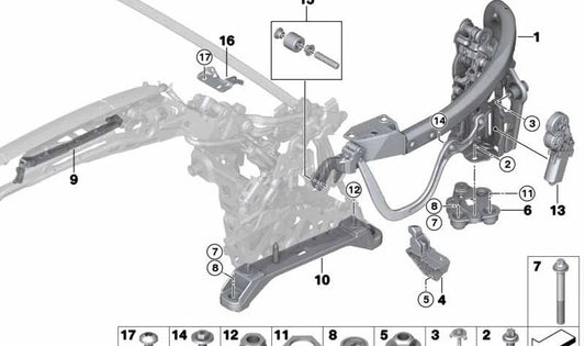 Soporte principal módulo trasero izquierdo OEM 54377375257 para BMW F33, F83. Original BMW.