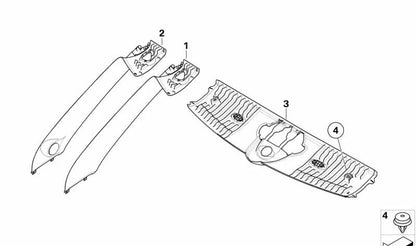 Moldura izquierda pilar A OEM 51437258323 para MINI R57 (Cooper, Cooper D) con sistema Harman Kardon. Original MINI.