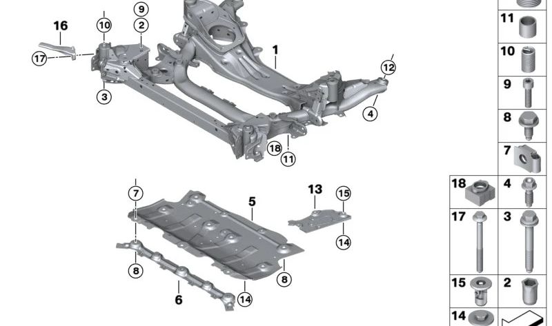 Right shock absorber lever for BMW G42, G20, G28, G22, G26 (OEM 31126876992). Original BMW