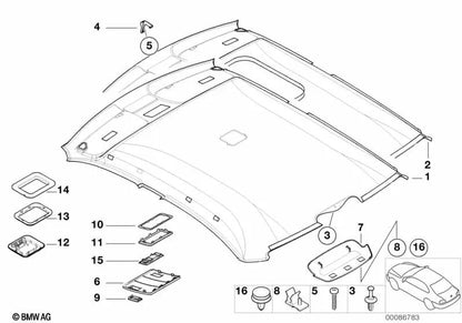 Blende Himmel delantero para BMW E46 (OEM 51447028576). Original BMW