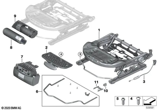 Basic seat mechanism right for BMW 2 Series F45, F46, X1 F48, F49, X2 F39 (OEM 52107397444). Original BMW.