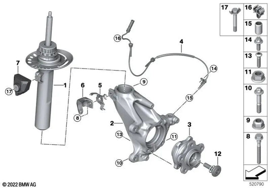Crash-Hebel-Recht für BMW 2 F44-Serie, X1 F48, F49N, U11, U12, X2 F39 (OEM 31315A2FCD2). Original BMW