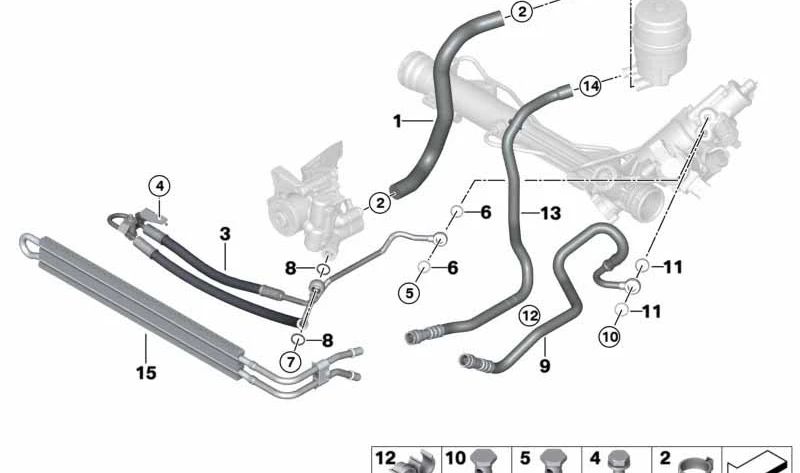 RETURN TUBE ACTIVE ADDRESS OEM 32416774304 FOR BMW E81, E82, E87, E88, E90, E91, E92, E93. Original BMW.