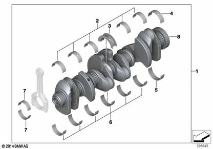 Crankshaft without bench bearings for BMW E82, E88, E90N, E91N, E92N, E93N, F30, F31, F34, F35, F32, F33, F36, F07, F10, F11, F18, F06, F12, F13, F01N, F02N. , E84, F25, F26, E70N, F15, E71, F16 (OEM 11217580483). BMW original