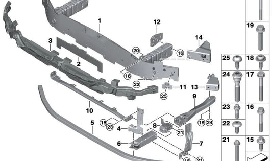 OEM Right Vertical Support 51139880460 für BMW X1 (U11, U12) und BMW X2 (U10). Kompatibel mit eDrive- und xDrive -Versionen. Original BMW Stück.
