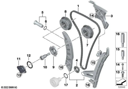 Arandela para BMW F20, F21, F22, F23, F30, F31, F34, F35, F32, F33, F36, F07N, F10, F11, F18, E84, F25, F26, F15, E89 (OEM 11237600595). Original BMW.