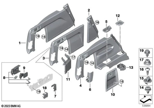 Right boot liner for BMW X5 F95, G05 (OEM 51475A0B6B8). Original BMW.