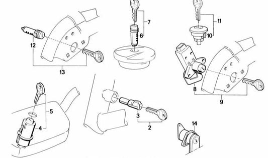 Cerradura OEM 51251453651 para motos BMW K75, K100 y más. Original BMW Motorrad.
