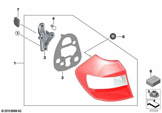 Links hintere Lichtplatte für die BMW Serie 1 E81, E87, E87N (OEM 63217199767). Original BMW