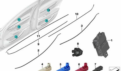 Fibra óptica delantera derecha OEM 63319301994 para BMW G11, G11N, G12, G12N. Original BMW.