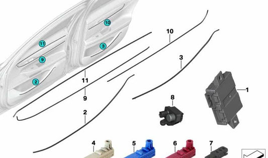 Módulo de fibra óptica trasero izquierdo OEM 63319384105 para BMW Serie 7 (G11, G12). Original BMW