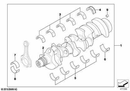 Cojinete de apoyo violeta para BMW Serie 3 E90, E90N, E92, E92N, E93, E93N Serie 5 E60, E61N Serie 6 E63, E64 (OEM 11217841607). Original BMW.