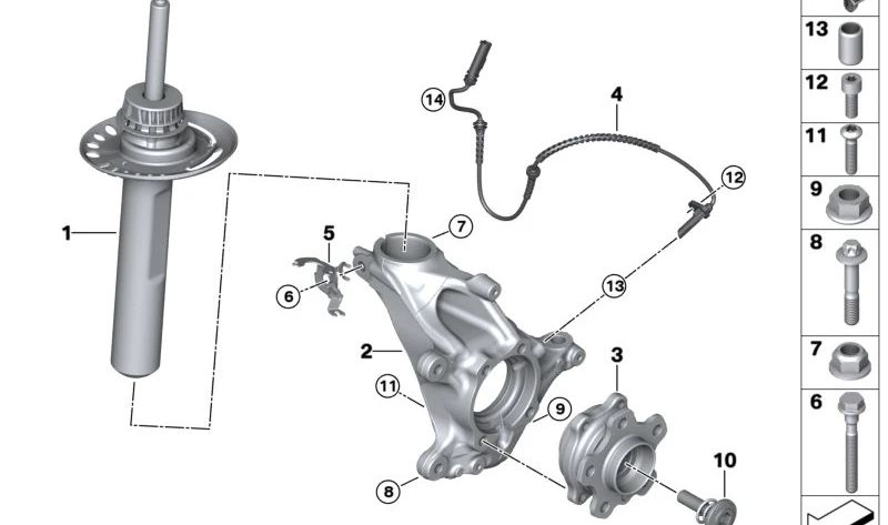 Amortiguador delantero izquierdo OEM 31306896341 para BMW U06 (2er Active Tourer). Original BMW.
