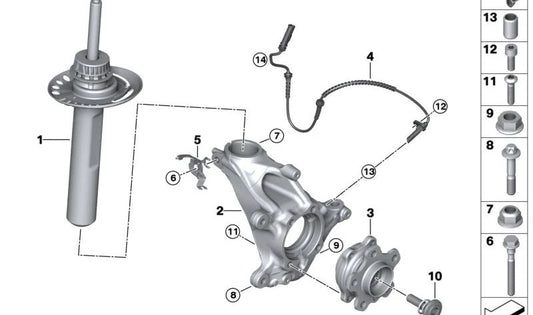 Amortiguador delantero izquierdo OEM 31306896341 para BMW U06 (2er Active Tourer). Original BMW.