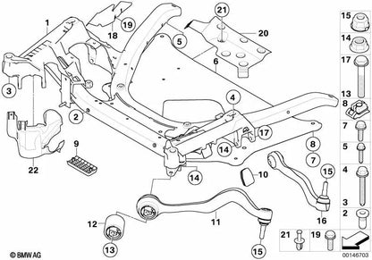 Brazo de suspensión delantero izquierdo OEM 31146761012 para BMW Serie 5 E60, E61, Serie 6 E63, E64. Original BMW.