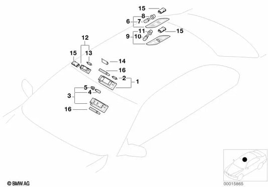 Lumière intérieure arrière gauche pour BMW E46 (OEM 63316962047). BMW d'origine