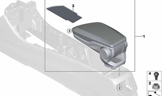 Center armrest for BMW F48, F49 (OEM 51169392380). Original BMW.