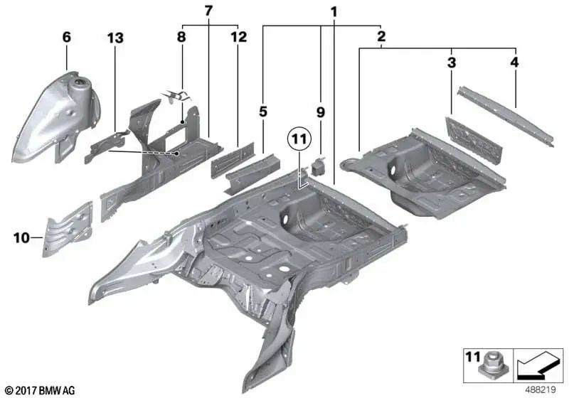 Extensão do membro lateral direito para BMW F07, F10, F11, F18 (OEM 41117245550). BMW original