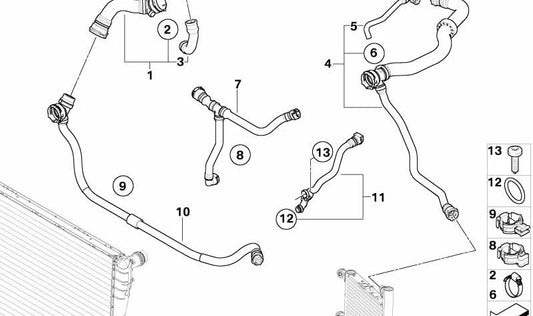 Coolant hose OEM 17123415448 for BMW E83 (X3) · Original BMW