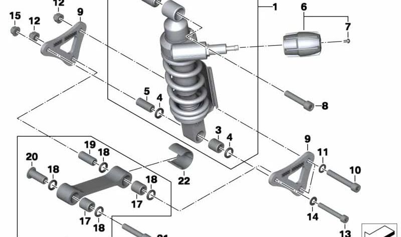 Tornillo ISA M12x1,5x75 trasero OEM 07129907354 para motos BMW K1600 GT, K1600 GTL, K1600 GTL Exclusive. Original BMW Motorrad.