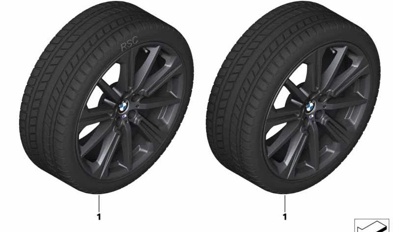 Rueda completa de invierno RDC Jetblack 275/45R20 110H OEM 36115A81991 para BMW G05, G06. Original BMW.
