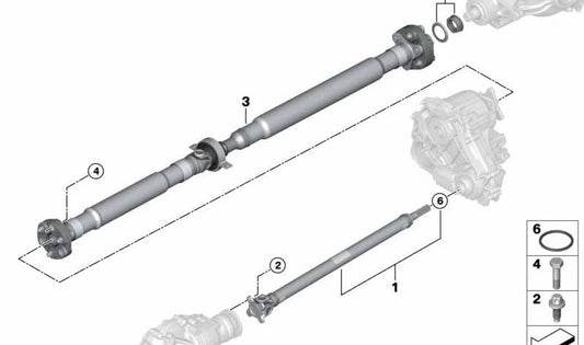 Arbol de transmisión (cardán) OEM 26108692248 para BMW X3 {G01, G01N, G08, G08N} y X4 {G02}. Longitud 1376 mm. Pieza original BMW.