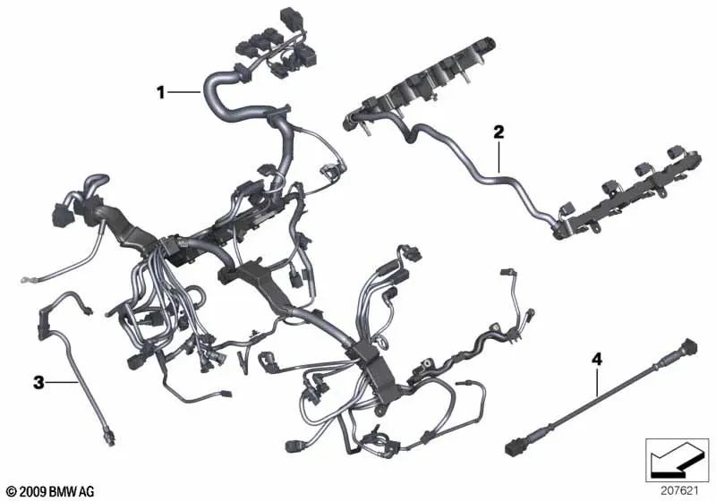 Engine Wiring Harness for BMW F07, F10, F12, F13 (OEM 12517619582). Original BMW.