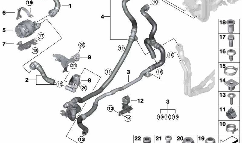 OEM refrigerant return hose 64216821654 for BMW G07, G07N. Original BMW.