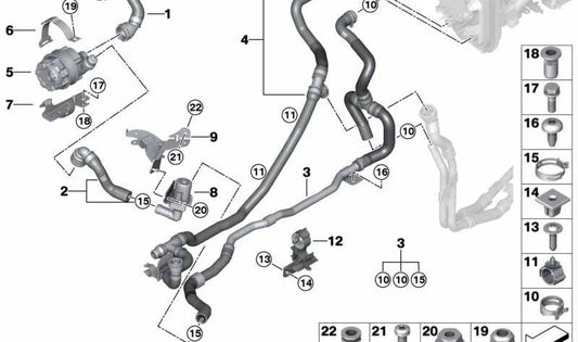 OEM refrigerant return hose 64216821654 for BMW G07, G07N. Original BMW.