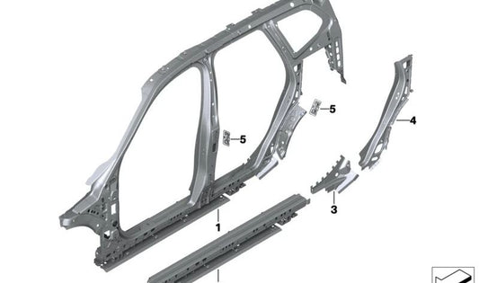 Refuerzo entrada derecha OEM 41215A52CA6 para BMW X1 U11 {X1 16i, 18d, 18i, 20d, 20i}. Compatible con modelos desde 2022. Pieza original BMW.