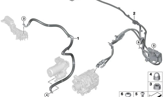 Cable de arranque y generador B+ OEM 61125A28481 para BMW G20, G21, G22, G23, G26. Original BMW.