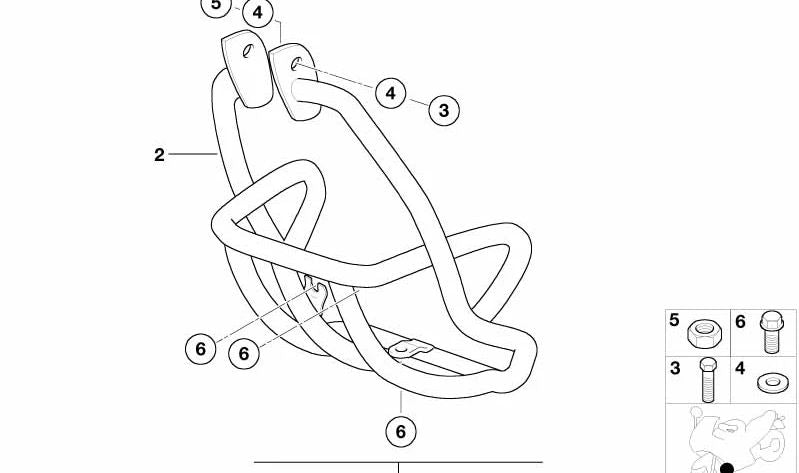 Degrau de proteção do motor preto OEM 51477664455 para BMW Motorrad F 650 GS, F 650 GS Dakar. Originais BMW Motorrad.