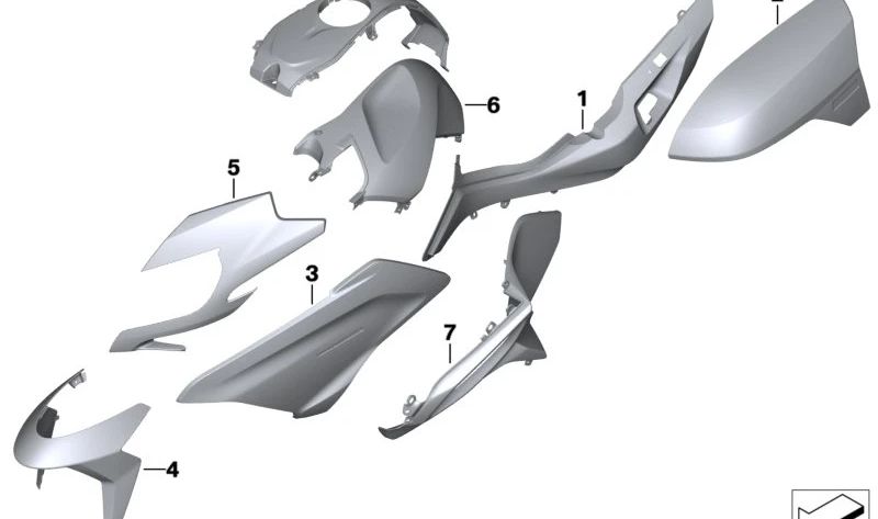 Protección de rodilla derecha color Mineral Grey OEM 46639444046 para motos BMW R 1250 RT, R 1200 RT. Original BMW Motorrad.