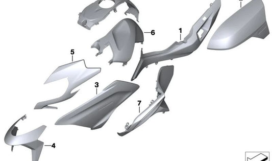 Protección de rodilla derecha color Mineral Grey OEM 46639444046 para motos BMW R 1250 RT, R 1200 RT. Original BMW Motorrad.